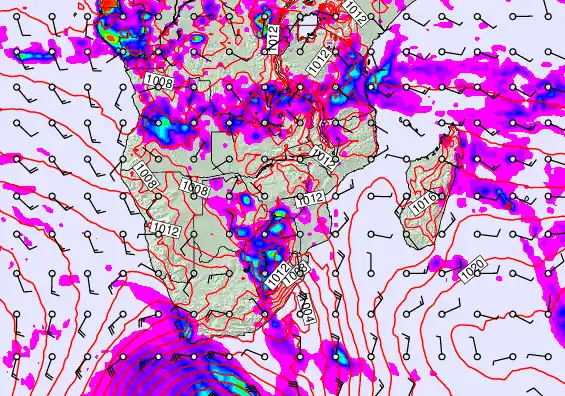 South Africa forecast chart for Sunday, April 19th, 2026 at 6:00 PM