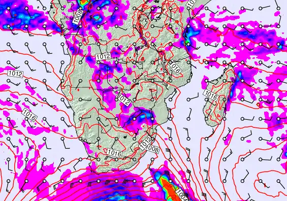 South Africa forecast chart for Monday, April 20th, 2026 at 6:00 AM