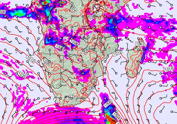 South Africa forecast chart for Monday, April 20th, 2026 at 12:00 PM