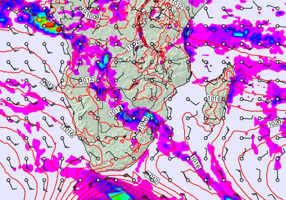 South Africa forecast chart for Tuesday, April 21st, 2026 at 6:00 AM