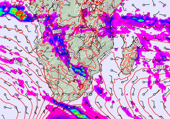 South Africa forecast chart for Tuesday, April 21st, 2026 at 12:00 PM