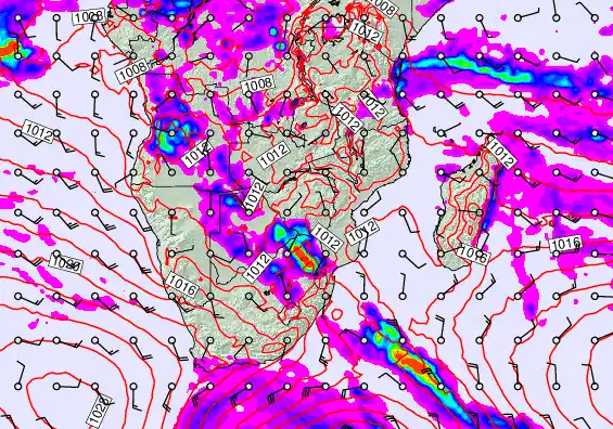 South Africa forecast chart for Wednesday, April 22nd, 2026 at 12:00 AM