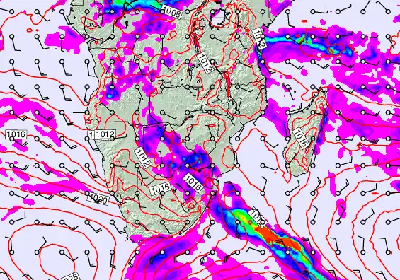 South Africa forecast chart for Wednesday, April 22nd, 2026 at 6:00 AM