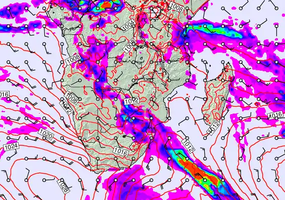 South Africa forecast chart for Wednesday, April 22nd, 2026 at 12:00 PM