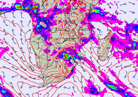 South Africa forecast chart for Thursday, April 23rd, 2026 at 12:00 PM