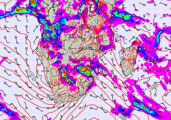 South Africa forecast chart for Thursday, April 23rd, 2026 at 6:00 PM