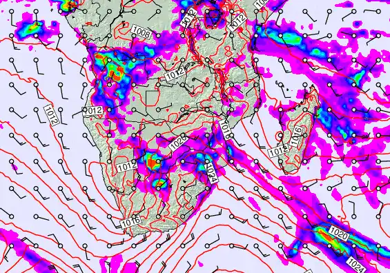 South Africa forecast chart for Friday, April 24th, 2026 at 12:00 AM