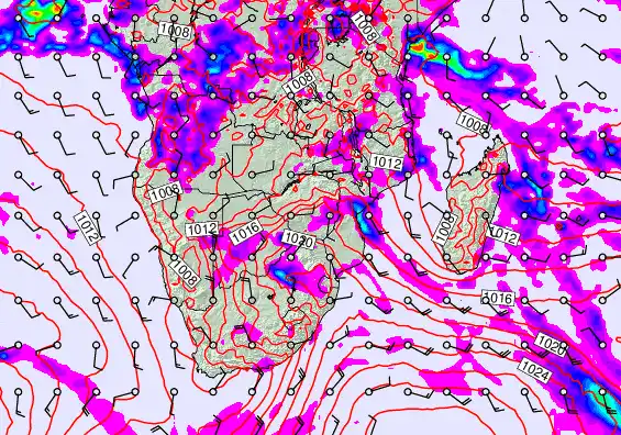 South Africa forecast chart for Friday, April 24th, 2026 at 12:00 PM