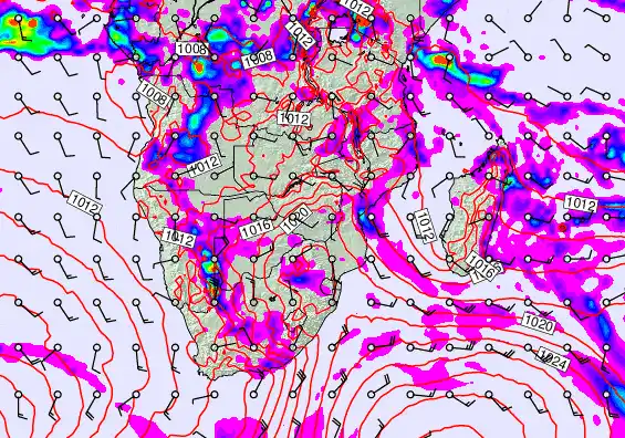 South Africa forecast chart for Friday, April 24th, 2026 at 6:00 PM