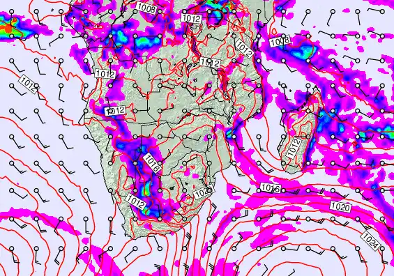 South Africa forecast chart for Saturday, April 25th, 2026 at 12:00 AM