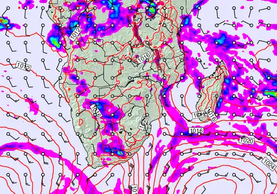 South Africa forecast chart for Saturday, April 25th, 2026 at 6:00 AM