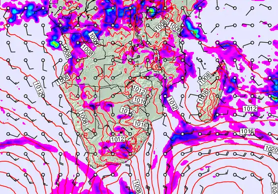 South Africa forecast chart for Saturday, April 25th, 2026 at 12:00 PM