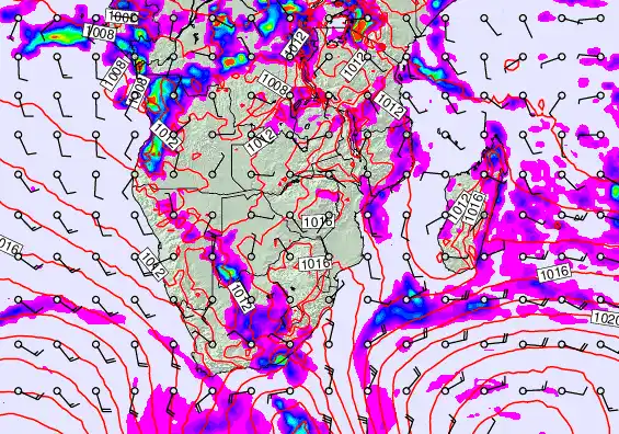 South Africa forecast chart for Saturday, April 25th, 2026 at 6:00 PM
