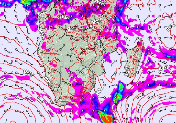 South Africa forecast chart for Sunday, April 26th, 2026 at 12:00 PM