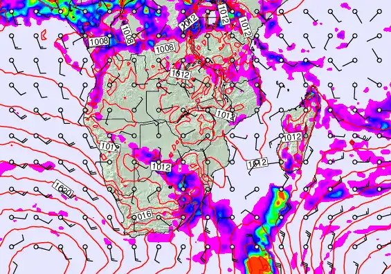 South Africa forecast chart for Sunday, April 26th, 2026 at 6:00 PM