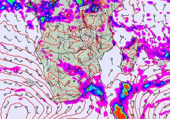 South Africa forecast chart for Monday, April 27th, 2026 at 12:00 AM