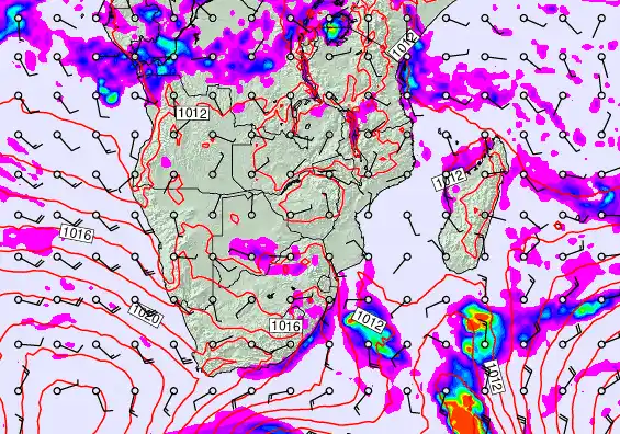 South Africa forecast chart for Monday, April 27th, 2026 at 6:00 AM