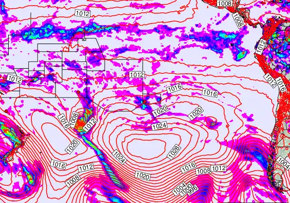 South Pacific forecast chart for Saturday, April 18th, 2026 at 12:00 AM