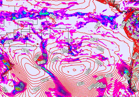 South Pacific forecast chart for Saturday, April 18th, 2026 at 6:00 AM