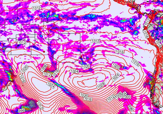 South Pacific forecast chart for Saturday, April 18th, 2026 at 12:00 PM