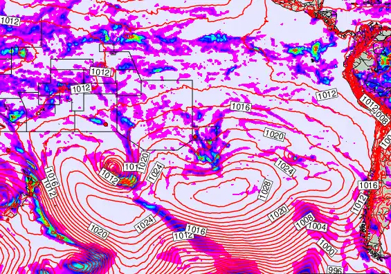 South Pacific forecast chart for Saturday, April 18th, 2026 at 6:00 PM