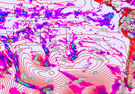 South Pacific forecast chart for Sunday, April 19th, 2026 at 6:00 AM