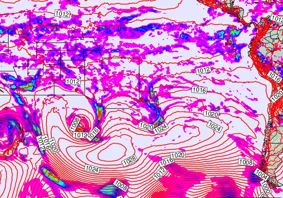 South Pacific forecast chart for Sunday, April 19th, 2026 at 12:00 PM