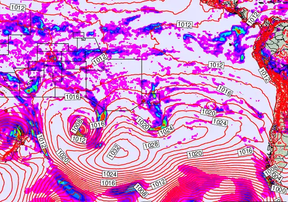 South Pacific forecast chart for Sunday, April 19th, 2026 at 6:00 PM
