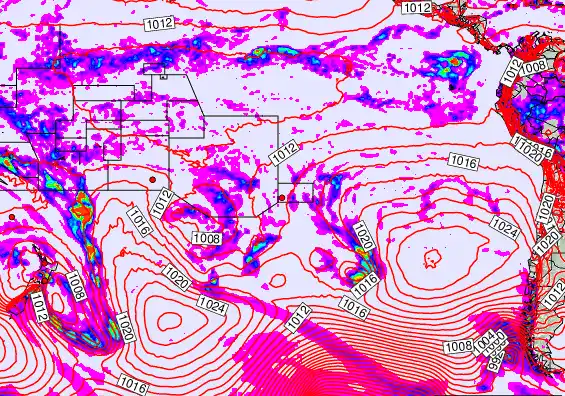 South Pacific forecast chart for Wednesday, April 22nd, 2026 at 12:00 AM