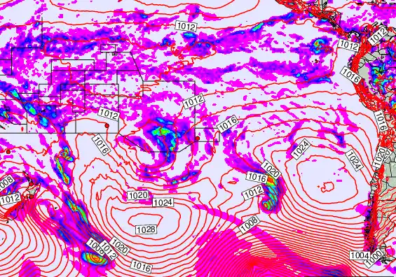 South Pacific forecast chart for Wednesday, April 22nd, 2026 at 12:00 PM