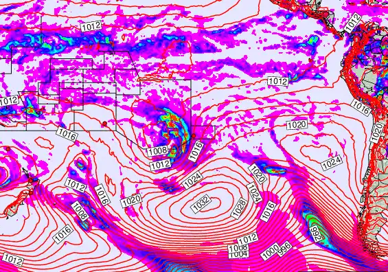 South Pacific forecast chart for Thursday, April 23rd, 2026 at 12:00 PM