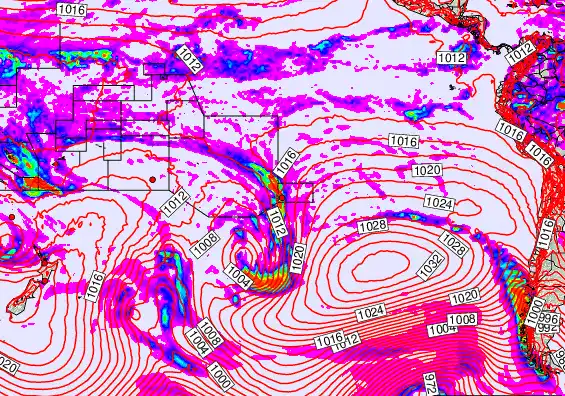 South Pacific forecast chart for Friday, April 24th, 2026 at 6:00 PM