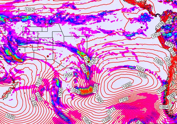 South Pacific forecast chart for Saturday, April 25th, 2026 at 12:00 AM