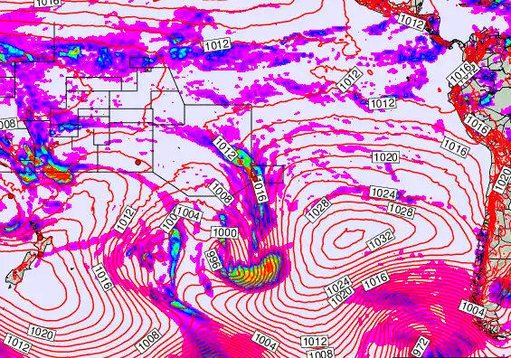 South Pacific forecast chart for Saturday, April 25th, 2026 at 6:00 AM