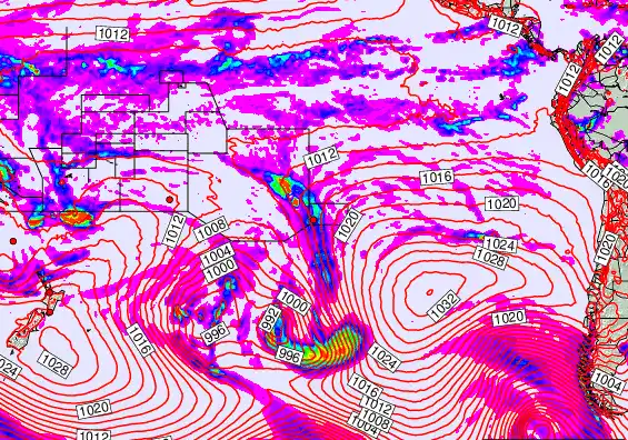 South Pacific forecast chart for Saturday, April 25th, 2026 at 12:00 PM