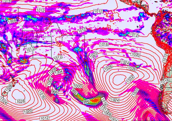 South Pacific forecast chart for Saturday, April 25th, 2026 at 6:00 PM