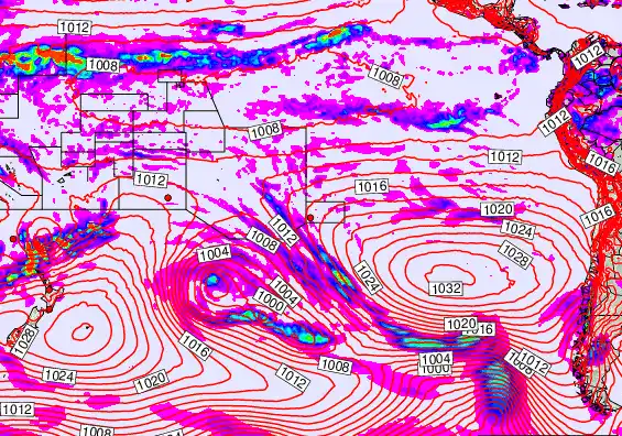 South Pacific forecast chart for Monday, April 27th, 2026 at 12:00 AM