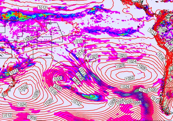 South Pacific forecast chart for Monday, April 27th, 2026 at 6:00 AM