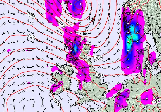 United Kingdom forecast chart for Saturday, April 18th, 2026 at 12:00 PM