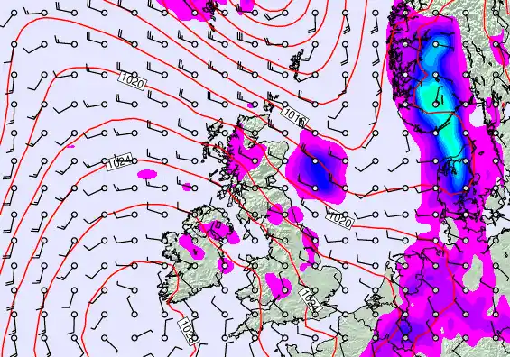 United Kingdom forecast chart for Saturday, April 18th, 2026 at 6:00 PM
