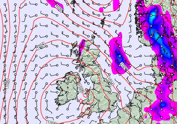 United Kingdom forecast chart for Sunday, April 19th, 2026 at 12:00 AM