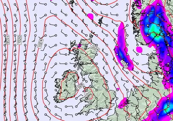 United Kingdom forecast chart for Sunday, April 19th, 2026 at 6:00 AM