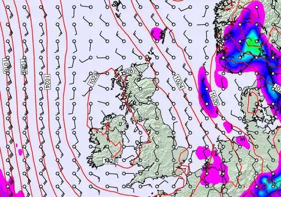 United Kingdom forecast chart for Sunday, April 19th, 2026 at 12:00 PM