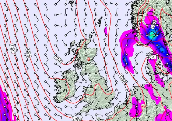 United Kingdom forecast chart for Sunday, April 19th, 2026 at 6:00 PM