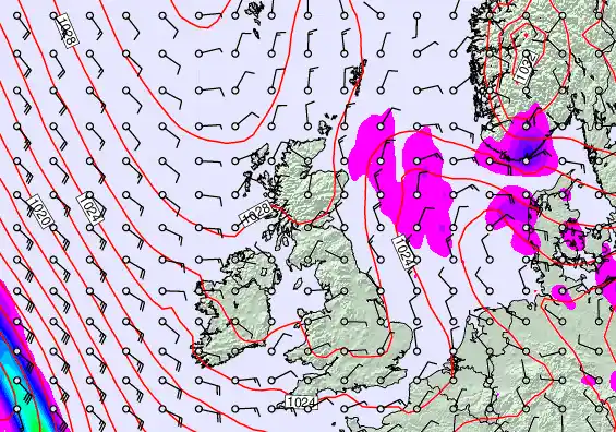 United Kingdom forecast chart for Monday, April 20th, 2026 at 12:00 AM