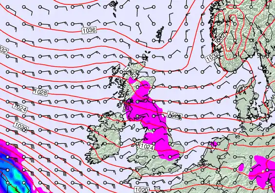 United Kingdom forecast chart for Monday, April 20th, 2026 at 6:00 PM