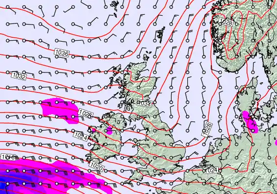 United Kingdom forecast chart for Tuesday, April 21st, 2026 at 6:00 PM