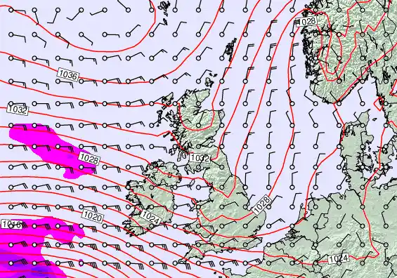 United Kingdom forecast chart for Wednesday, April 22nd, 2026 at 12:00 AM