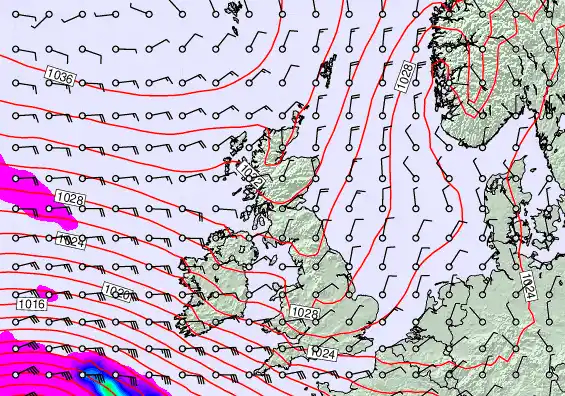 United Kingdom forecast chart for Wednesday, April 22nd, 2026 at 6:00 AM