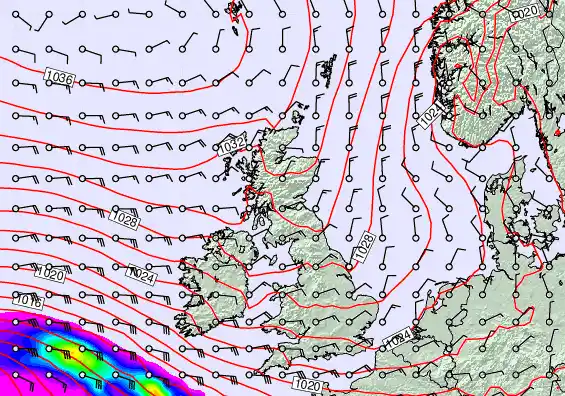 United Kingdom forecast chart for Wednesday, April 22nd, 2026 at 12:00 PM